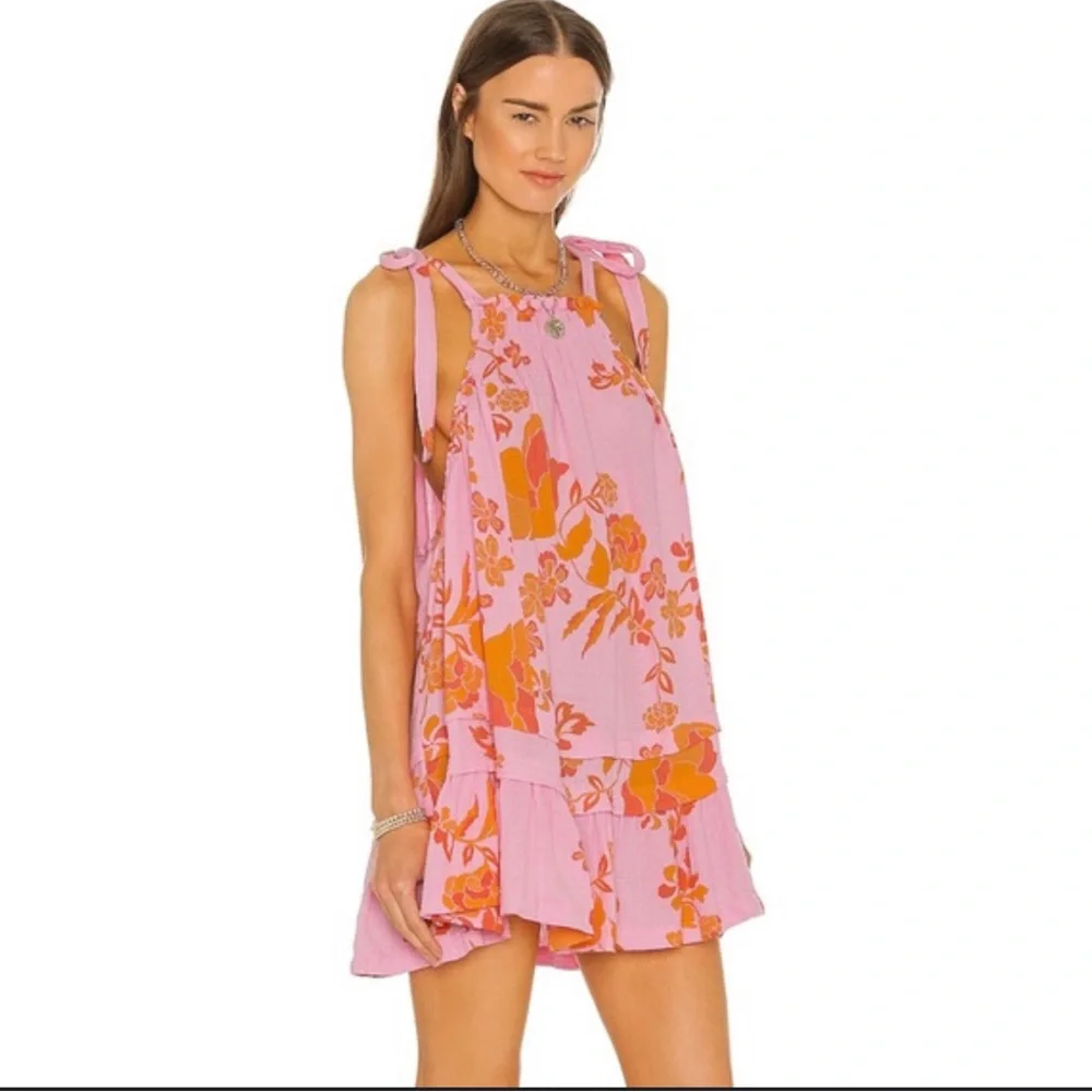 Free People Fleur Tunic Petal Combo Swing Dress Swim Beach Cover Up Size Small - Picture 1 of 9